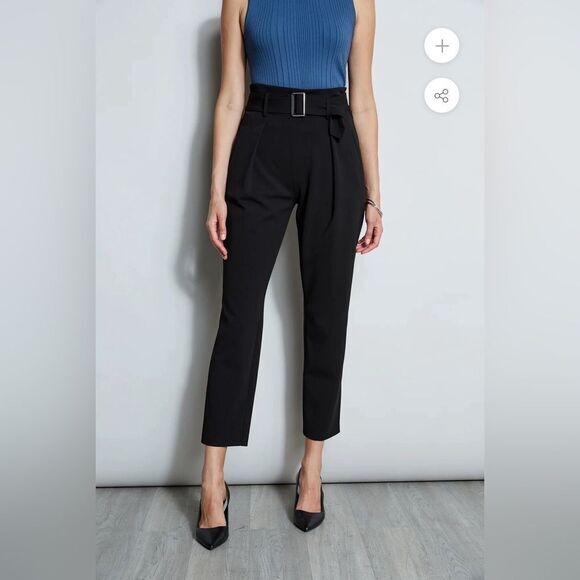 T-Tahari Belted Pull on pant in black size‎ Large NWT - Picture 1 of 13